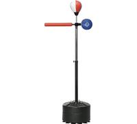 Sac de boxe SPORTNOW, support de boxe avec punching-ball, barre réfléchissante, 1,63-2,05 m Ballon de boxe sur pied réglable en hauteur avec griffe, entraîneur de boxe sur pied, HDPE, similicuir
