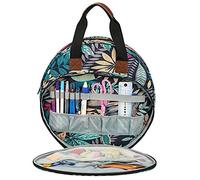 Sac de broderie rond portable double couche - Sac fourre-tout multi-poches en tissu Oxford pour kit de broderie au point de croix, bagage à main, organisateur d'accessoires de couture (sac uniquement)