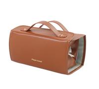 Sac de brosse de maquillage, porte-brosse de maquillage de voyage | Sacs cosmétiques avec étui de brosse de maquillage multi-compartiment transparent amovible,Sac de toilette portatif en pell, marron,