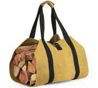 Sac de bûche robuste pour le transport du bois de chauffage avec coutures renforcées et tissu résistant aux intempéries (jaune foncé)