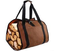 Sac de bûche robuste pour le transport du bois de chauffage avec coutures renforcées et tissu résistant aux intempéries (marron foncé)