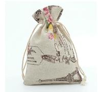 Sac de câble en coton, Pochettes à cordon en coton, porte-bonbons, bijoux, multicolores, plusieurs tailles, 50 pièces(Red Tower,10x14cm)