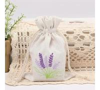 Sac de câble en coton, Sac cadeau à cordon de serrage, broderie imprimée, imitation chanvre, multicolore, 10 x 14 cm, 5 à 10 pièces(Canvas White,10pcs)