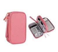 Sac De Câble Lot de 2 Pochettes de Rangement for câbles de Voyage, Pochettes de Rangement numériques Portables, Chargeur, données, USB, Organisateur, Accessoires électroniques étanches(Pink)