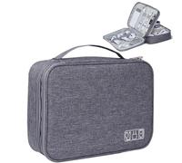 Sac De CâBle Sac de Rangement électronique, Cordon de Charge USB, Organisateur de câbles de Voyage, Valise numérique étanche, Sac de Rangement Portable Double Couche(Gray)