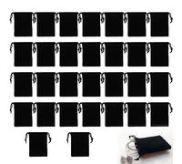 Sac de Cadeau en Velours avec Cordon - 31 Pièces - Pochette Réutilisable pour Bijoux et Petits Objets - Noir