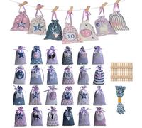 Sac de calendrier de l'avent de Noël, sac de calendrier de compte à rebours suspendu de 24 jours, ensemble de vingt - quatre sacs - cadeaux de cordon de Noël (C)