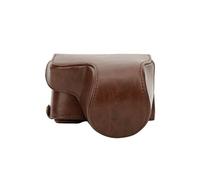 Sac de Caméra en Cuir PU Étui avec Bandoulière pour Sony A6400 ILCE-a6400 Café Noir