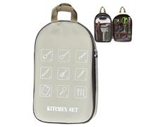 Sac de camping - Organisateur d'ustensiles | Organiseur de rangement de coutellerie | Étui de cuisine de camping pour ustensiles de cuisine - Sac de rangement imperméable pour adultes, kaki, voir