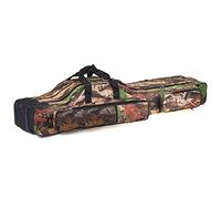 Sac de canne à pêche 600D avec 3 compartiments, poches avant et filet, motif camouflage, 120 cm/150 cm, tissu Oxford imperméable, Camouflage arbre, 120 cm, Motif camouflage