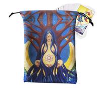 Sac de carte de tarot à cordon - Spiritual Symbol | Mather Earth Pattern, Sack en tissu avec phase de lune, Emballage de stockage ésotérique pour cristaux bijoux Gift Tarot Rune Deck Organisatio