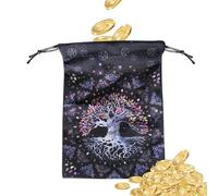 Sac de cartes de tarot - Petite pochette à cordon | Sac de Tarot imprimé arbre de vie 13x1 8cm/5.12x7.09in avec cordon de serrage, petite pochette à dés en velours pour Oracle Deck, Runes, bijoux, pie
