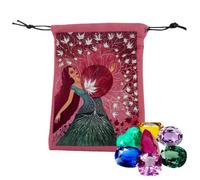Sac de cartes de tarot | Pochette à bijoux en velours imprimé double face | Petit sac de rangement pour cartes de tarot, sac à cordon en tissu pour les passionnés de , les conseillers, les psycho
