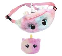 Sac De Ceinture en Forme d'animal De Dessin Animé 1 Pièce Et 1 Porte-Monnaie, Sac De Ceinture en Peluche, Sac De Ceinture pour Filles Mignonnes, Sac De Ceinture Intéressant
