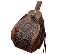 Sac de ceinture médiéval en cuir avec cordon de serrage - Sac à main vintage - Sac banane pour costume fantaisie, événement, cosplay, fête médiévale - Sac à cordon en cuir synthétique, b