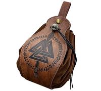 Sac de ceinture médiéval en cuir avec cordon de serrage - Sac à main vintage - Sac banane pour costume fantaisie, événement, cosplay, fête médiévale - Sac à cordon en cuir synthétique, a