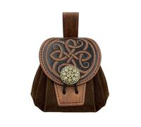 Sac de ceinture médiéval en cuir synthétique gaufré - Cube latéral - Cosplay - Sac à main pour changement de taille - Petit style ancien - Ceinture médiévale cube Cosplay côté, marron, Section B