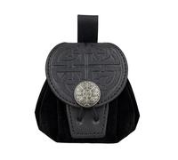 Sac de ceinture médiéval en cuir synthétique gaufré - Cube latéral - Cosplay - Sac à main pour changement de taille - Petit style ancien - Ceinture médiévale cube Cosplay côté, Couleur : noir., Type C