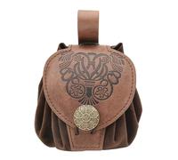 Sac de ceinture médiéval en cuir synthétique gaufré pour cosplay, sac à main pour changement de taille, petit style ancien, style médiéval, cube à changer, sac à main en cuir PU, marron, Section B