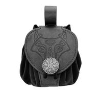 Sac de ceinture médiéval en cuir synthétique gaufré pour cosplay, sac à main pour changement de taille, petit style ancien, style médiéval, cube à changer, sac à main en cuir PU, Couleur : noir., Type