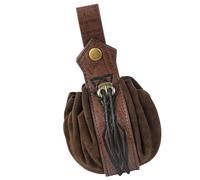 Sac de ceinture médiéval en cuir synthétique portable rétro Renaissances Porte-monnaie pour LARP Halloween Cosplay, marron