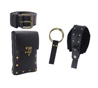 Sac de ceinture médiéval en cuir synthétique rétro Renaissances Porte-monnaie portable pour LARP Halloween Cosplay Sac de ceinture en cuir médiéval, Black Belt Waist Bag, Taille unique, Beauté de