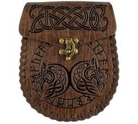 Sac de Ceinture Nordique Gaufré HiiFeuer, Sac Bandoulière Rétro Médiéval en Similicuir, Pochette de Ceinture Portable Vintage pour Le JDR, Les Fêtes Médiévales (Fenrir)