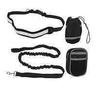 Sac de Ceinture pour Dressage canin, Laisse Mains Libres avec Ceinture élastique réfléchissante réglable et Sac de Taille Amovible, idéal pour la Course, la Promenade et la (Noire)