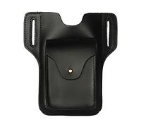 Sac de ceinture rétro en cuir pour homme, sac de ceinture en cuir ultra fin, sac de rangement en cuir, Noir