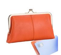 Sac de changement de bloc de baiser - sac de monnaie vintage, petit portefeuille de fermeture | Sac de fermeture de bloc de baisers rétro, sac de poche en cuir souple, porte-monnaie, élégant, orange