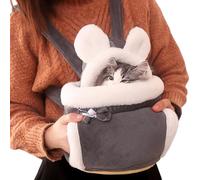 Sac de Chat Carrier Soft & Warm Cat Chog Front Carrier Double Pocket Pocket Sackepack Hiver Backpack Planche pour Les Chats Pet Porte Sacs de Poitrine pour Voyages en Plein air, L, à Moins 8 kg