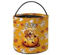 Sac de Citrouille d'halloween Chiot Golden Retriever docile Seau à Bonbons