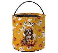 Sac de Citrouille d'halloween Chiot Shih Tzu Souriant Seau à Bonbons à la