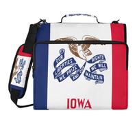Sac de classeur à 3 anneaux avec fermeture éclair et anneaux de 5,1 cm, convient pour ordinateur portable de 14" pour l'école, le bureau, drapeau de l'Iowa