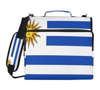 Sac de classeur à 3 anneaux avec fermeture éclair et anneaux de 5,1 cm, convient pour ordinateur portable de 14" pour l'école, le bureau, drapeau de l'Uruguay