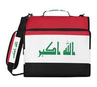 Sac de classeur à 3 anneaux avec fermeture éclair et anneaux de 5,1 cm, convient pour ordinateur portable de 14" pour l'école, le bureau, drapeau de l'Irak