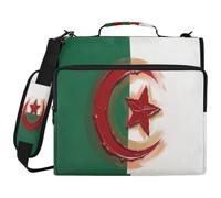 Sac de classeur à 3 anneaux avec fermeture éclair et anneaux de 5,1 cm, convient pour ordinateur portable de 14" pour école, bureau, peinture à l'huile, drapeau algérien