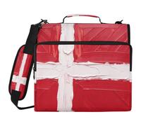 Sac de classeur à 3 anneaux avec fermeture éclair et anneaux de 5,1 cm, convient pour ordinateur portable de 14" pour école, bureau, peinture à l'huile, drapeau du Danemark