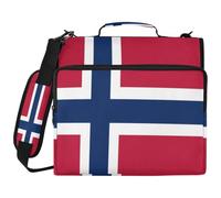 Sac de classeur à 3 anneaux avec fermeture éclair et anneaux de 5,1 cm, convient pour ordinateur portable de 14" pour l'école, le bureau, drapeau de la Norvège
