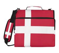 Sac de classeur à 3 anneaux avec fermeture éclair et anneaux de 5,1 cm, convient pour ordinateur portable de 14" pour l'école, le bureau, drapeau du Danemark