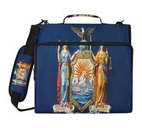 Sac de classeur à 3 anneaux avec fermeture éclair et anneaux de 5,1 cm, convient pour ordinateur portable de 14" pour école, bureau, peinture à l'huile, drapeau de New York