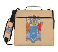 Sac de classeur à 3 anneaux avec fermeture éclair et anneaux de 5,1 cm, convient pour ordinateur portable de 14" pour l'école, le bureau, drapeau du New Jersey
