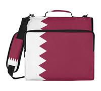Sac de classeur à 3 anneaux avec fermeture éclair et anneaux de 5,1 cm, convient pour ordinateur portable de 14" pour l'école, le bureau, drapeau du Qatar