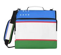 Sac de classeur à 3 anneaux avec fermeture éclair et anneaux de 5,1 cm, convient pour ordinateur portable de 14 pouces pour l'école, le bureau, drapeau de l'Ouzbékistan