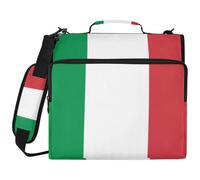 Sac de classeur à 3 anneaux avec fermeture éclair et anneaux de 5,1 cm, convient pour ordinateur portable de 14" pour l'école, le bureau, le drapeau italien, vert et rouge