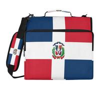 Sac de classeur à 3 anneaux avec fermeture éclair et anneaux de 5,1 cm, convient pour ordinateur portable de 14" pour l'école, le bureau, drapeau de la République dominicaine