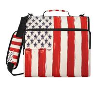 Sac de classeur à 3 anneaux avec fermeture éclair et anneaux de 5,1 cm, convient pour ordinateur portable de 14" pour école, bureau, drapeau civil des États-Unis (utilisé par les citoyens souverains)
