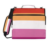Sac de classeur à 3 anneaux avec fermeture éclair et anneaux de 5,1 cm, convient pour ordinateur portable de 14" pour l'école, le bureau, le coucher du soleil, la fierté lesbienne, drapeau LGBT Les