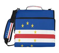 Sac de classeur à 3 anneaux avec fermeture éclair et anneaux de 5,1 cm, convient pour ordinateur portable de 14" pour l'école, le bureau, drapeau du Cap-Vert