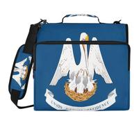 Sac de classeur à 3 anneaux avec fermeture éclair et anneaux de 5,1 cm, convient pour ordinateur portable de 14" pour l'école, le bureau, drapeau de la Louisiane
